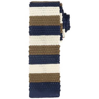 Men's Knitted Tie Stripe Square End Neck Colorful Skinny Knit Tie for Business