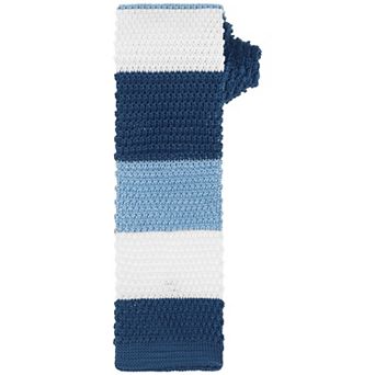Men's Knitted Tie Stripe Square End Neck Colorful Skinny Knit Tie for Business