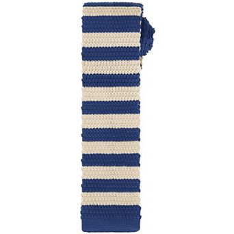 Men's Knitted Tie Stripe Square End Neck Colorful Skinny Knit Tie for Business