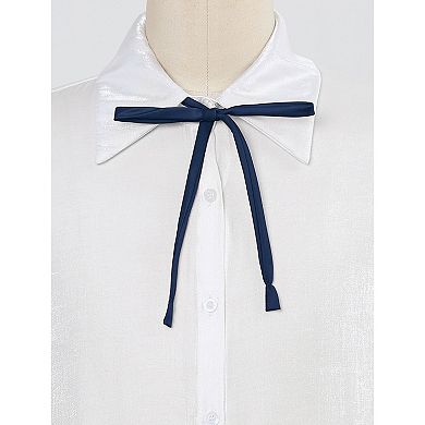Women's Long Bow Tie Self Tied Adjustable Solid Color Necktie Ribbon