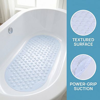 Bathtub Mat Non-Slip, Strong Suction Cups Mat with Drain Holes Extra Large Oval Mat for Inside