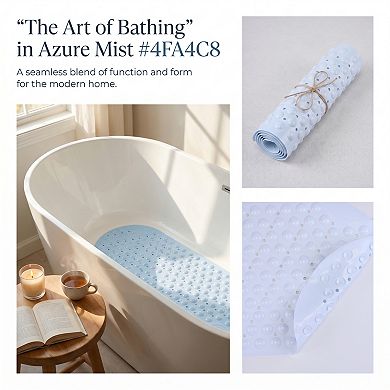 Bathtub Mat Non-Slip, Strong Suction Cups Mat with Drain Holes Extra Large Oval Mat for Inside