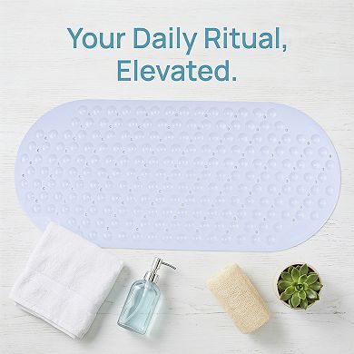 Bathtub Mat Non-Slip, Strong Suction Cups Mat with Drain Holes Extra Large Oval Mat for Inside