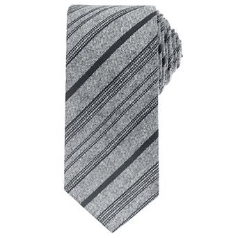 Men's Skinny Stripe Ties Neck Cotton Blend Linen Textured Tie Striped Self-Tied Neckties for Wedding