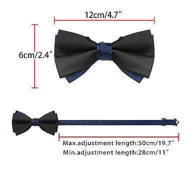 Men's Contrast Color Bow Tie Dual Layered Bow Pre-tied Bow Ties for Wedding