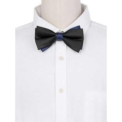 Men's Contrast Color Bow Tie Dual Layered Bow Pre-tied Bow Ties for Wedding