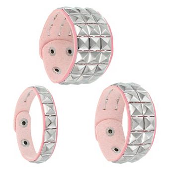 3 pc Leather Punk Bracelet 8.7"/22cm Square Rivets Goth Bracelet