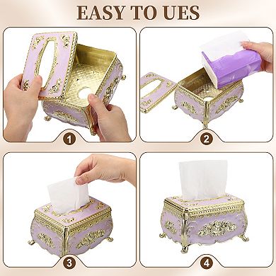 Luxurious Retro Style Rose Tissue Box, Rectangular Plastic Napkin Box Vintage Tissue Paper Holder