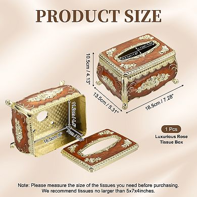 Luxurious Retro Style Rose Tissue Box, Rectangular Plastic Napkin Box Vintage Tissue Paper Holder