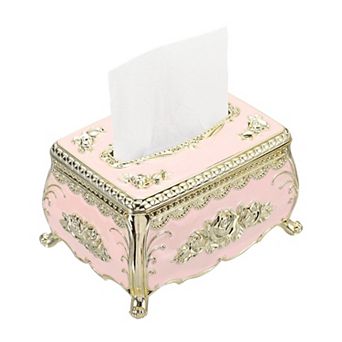 Luxurious Retro Style Rose Tissue Box, Rectangular Plastic Napkin Box Vintage Tissue Paper Holder