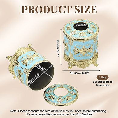 Luxurious Rose Tissue Box, Cylindrical Napkin Holder Vintage Tissue Paper Holders for Bathroom