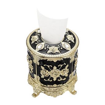 Luxurious Rose Tissue Box, Cylindrical Napkin Holder Vintage Tissue Paper Holders for Bathroom