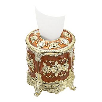 Luxurious Rose Tissue Box, Cylindrical Napkin Holder Vintage Tissue Paper Holders for Bathroom