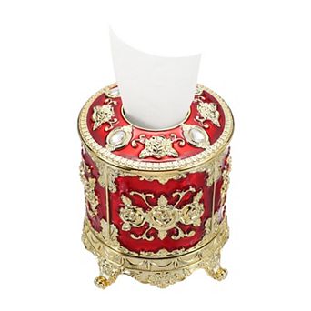 Luxurious Rose Tissue Box, Cylindrical Napkin Holder Vintage Tissue Paper Holders for Bathroom