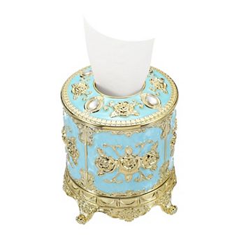 Luxurious Rose Tissue Box, Cylindrical Napkin Holder Vintage Tissue Paper Holders for Bathroom