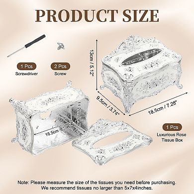 Luxurious Rose Tissue Box, Rectangular Napkin Box Vintage Tissue Paper Holders for Bedroom Bathroom