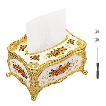 Luxurious Rose Tissue Box, Rectangular Napkin Box Vintage Tissue Paper Holders for Bedroom Bathroom
