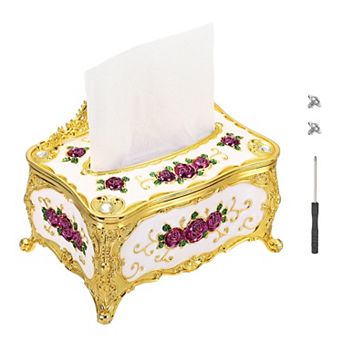 Luxurious Rose Tissue Box, Rectangular Napkin Box Vintage Tissue Paper Holders for Bedroom Bathroom