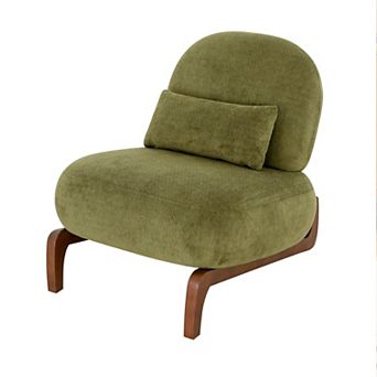 KWPZQEB Accent Chair, Leisure Armless Reading Chair with Solid Wood Legs for Living Room