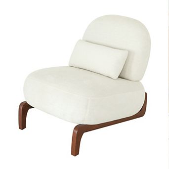 KWPZQEB Accent Chair, Leisure Armless Reading Chair with Solid Wood Legs for Living Room