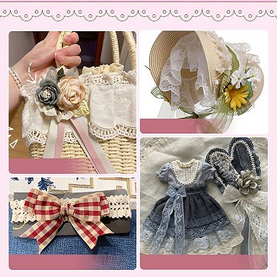 Lace Trim Gathered Elastic Ruffle Ribbon for Sewing Crafting 1Pc