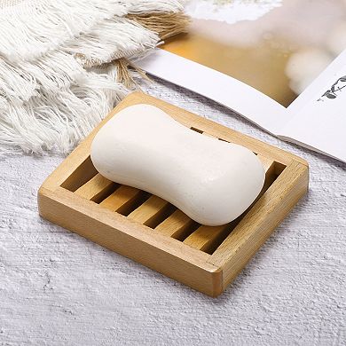 1 Pc Portable Square Soap Dish for Bathroom for Kitchen 4.53"x3.74"x0.79" Brown