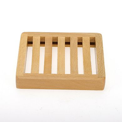 1 Pc Portable Square Soap Dish for Bathroom for Kitchen 4.53"x3.74"x0.79" Brown