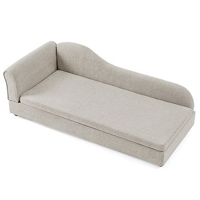Oversized Pet Sofa Bed with Wave Backrest & Soft Cushion for Medium Large Dogs