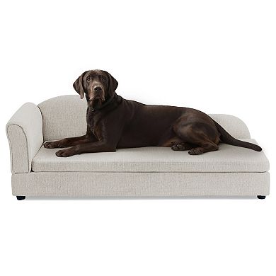 Oversized Pet Sofa Bed with Wave Backrest & Soft Cushion for Medium Large Dogs
