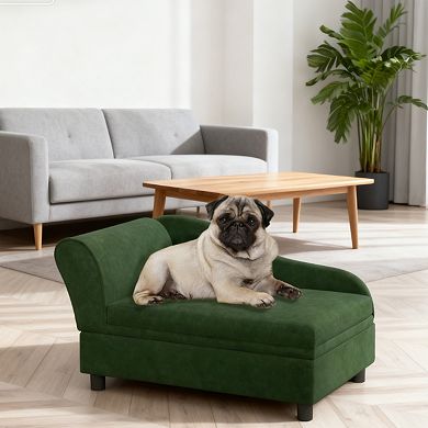 Pet Sofa Bed with Hidden Storage and Soft Cushion for Small Dogs and Cats
