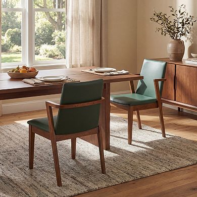 KWPZQEB Dining Chairs Set of 2, PU Upholstered Armchairs for Kitchen, Dining Room