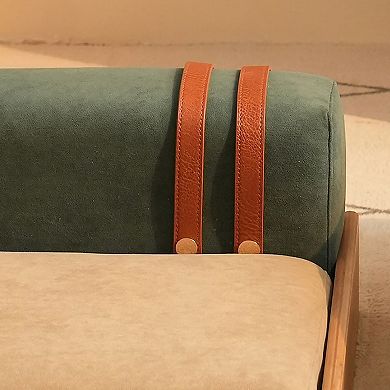 Wooden Pet Sofa Bed with Washable Cushion, Scratch-Resistant Cat & Dog Lounger