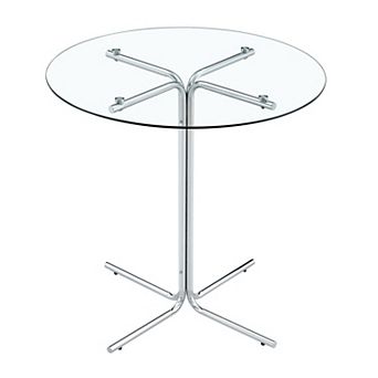 KWPZQEB 36Inch Round End Table with Tempered Glass Tabletop & Metal Legs for Living Room