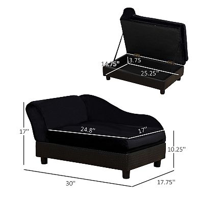 Pet Sofa Bed with Storage and Tufted Cushion for Small Dogs, Upholstered Couch