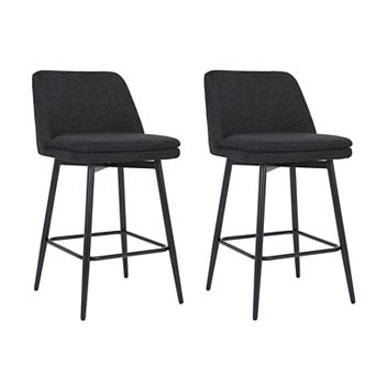 Set of 2 Counter Height Swivel Bar Stools, Swivel Barstools, 25.6" Seat Height Counter Stools