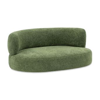 Curved Teddy Pet Sofa Bed with Supportive Foam, Oval Lounge for Dogs and Cats