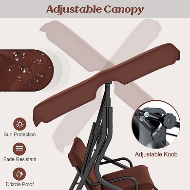 3-Seat Patio Canopy Swing with Cushioned Steel Frame