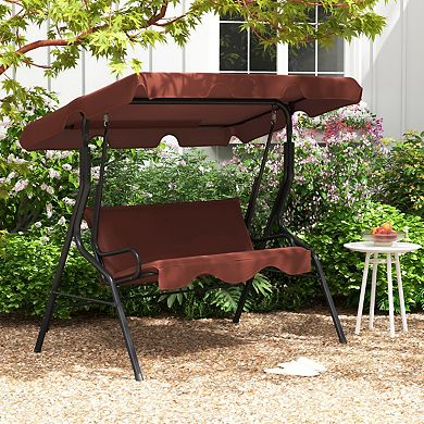 3-Seat Patio Canopy Swing with Cushioned Steel Frame