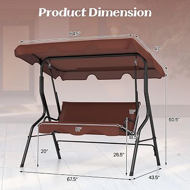 3-Seat Patio Canopy Swing with Cushioned Steel Frame