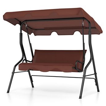 3-Seat Patio Canopy Swing with Cushioned Steel Frame