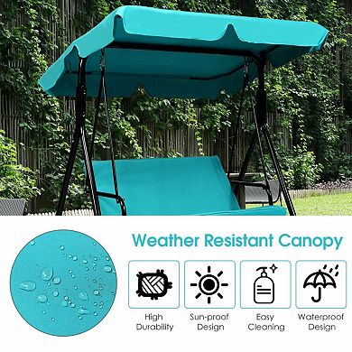 2 Person Patio Loveseat Glider Swing with Adjustable Canopy