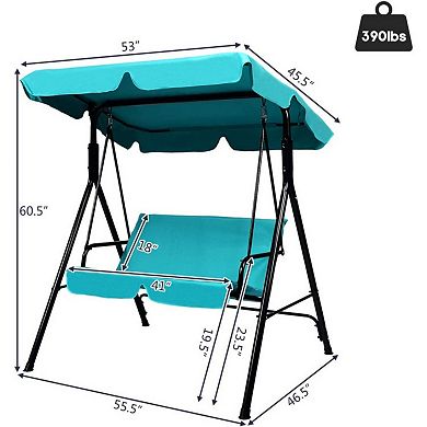 2 Person Patio Loveseat Glider Swing with Adjustable Canopy