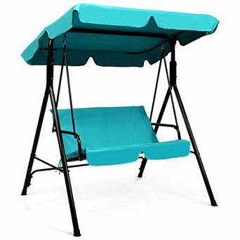 2 Person Patio Loveseat Glider Swing with Adjustable Canopy
