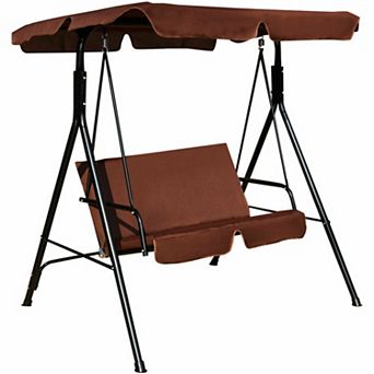 2 Person Patio Loveseat Glider Swing with Adjustable Canopy