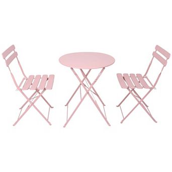 3 pc Patio Bistro Balcony Metal Chair Table Set
