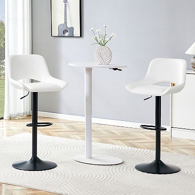 KWPZQEB Modern Swivel Bar Stools Set of 2, Linen Adjustable Counter Chairs