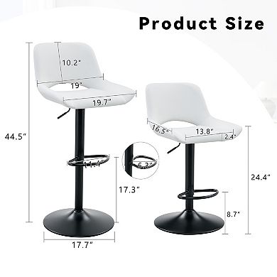 KWPZQEB Modern Swivel Bar Stools Set of 2, Linen Adjustable Counter Chairs