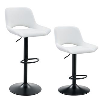 KWPZQEB Modern Swivel Bar Stools Set of 2, Linen Adjustable Counter Chairs