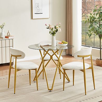 KWPZQEB 2 Pack Upholstered Dining Chairs, Side Chairs with Curved Backrests & Metal Legs