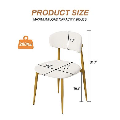 KWPZQEB 2 Pack Upholstered Dining Chairs, Side Chairs with Curved Backrests & Metal Legs